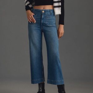 Maeve Pilcro Colette Denim Cropped Wide Leg Jean by Anthropologie
